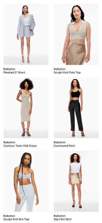 aritzia's recommended products section