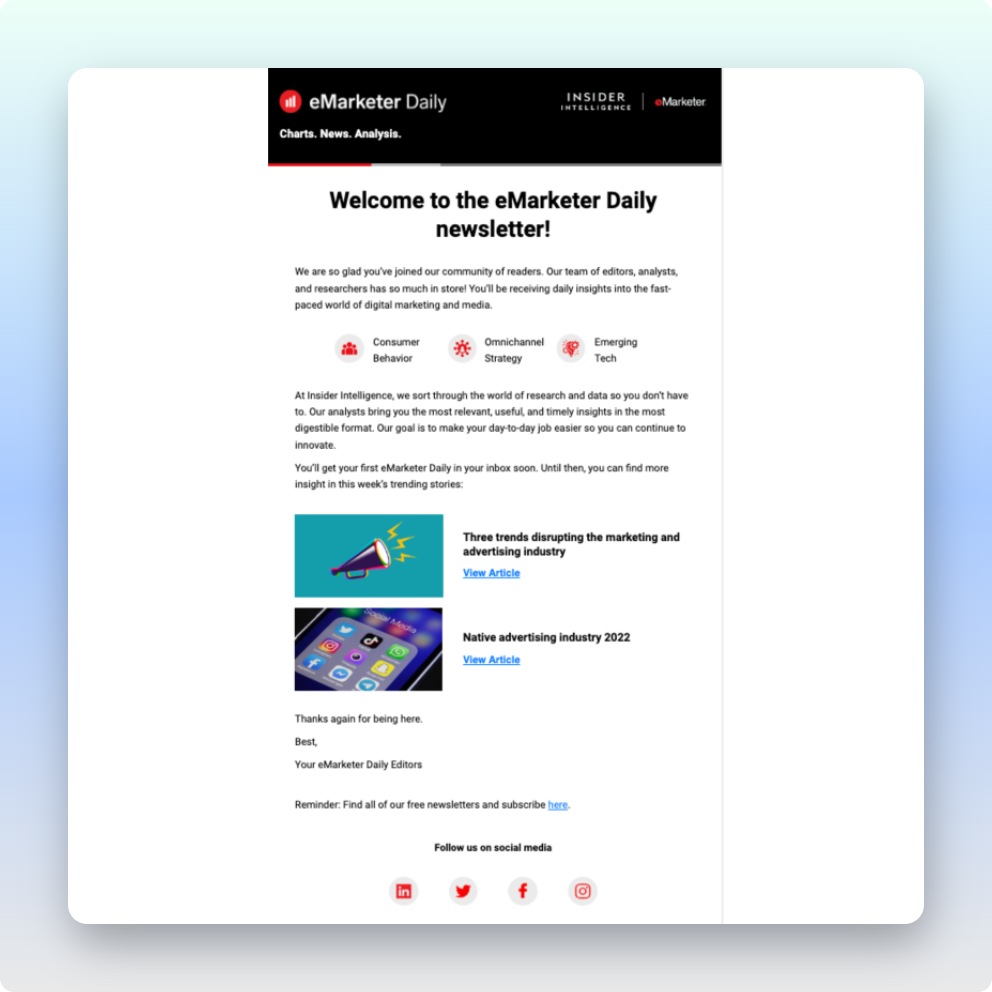 an eMarketer daily newsletter screenshot