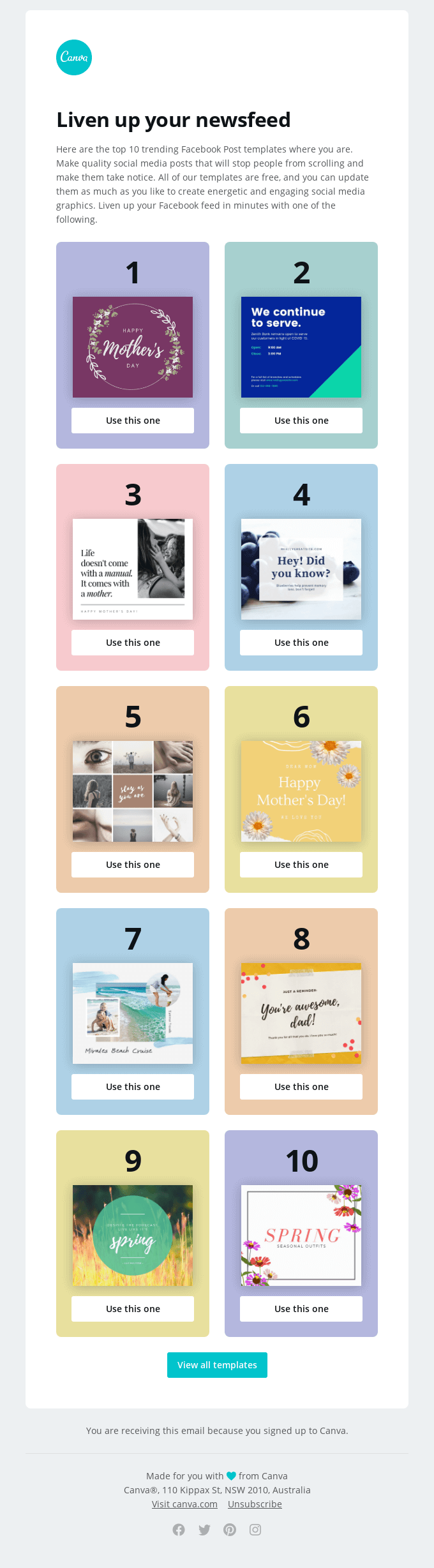 Canva newsletter example