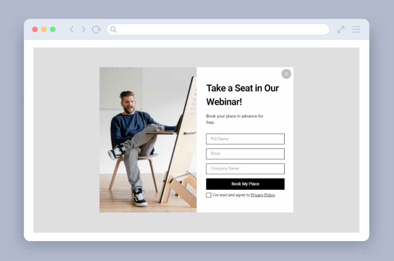 webinar form popup example