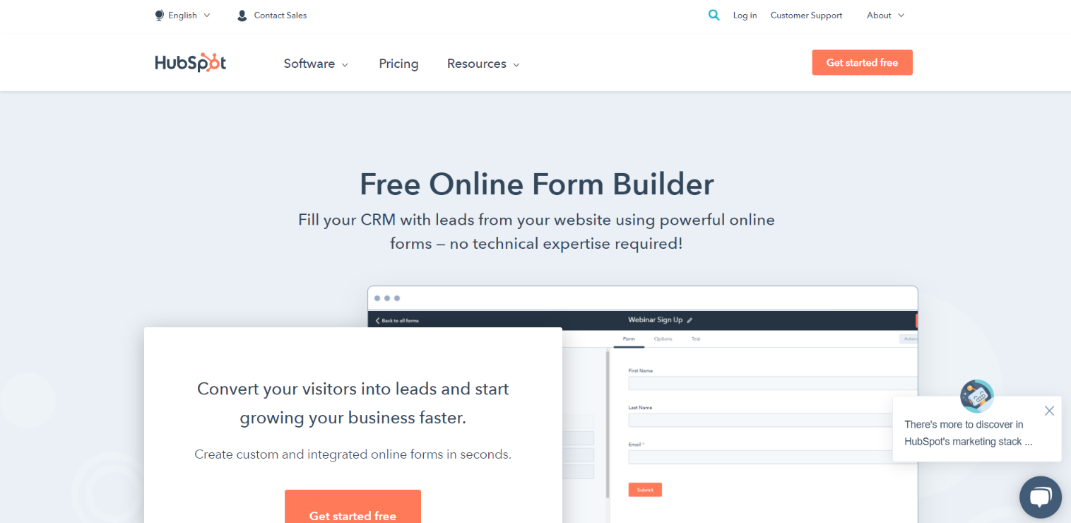 Hubspot online form builder tool