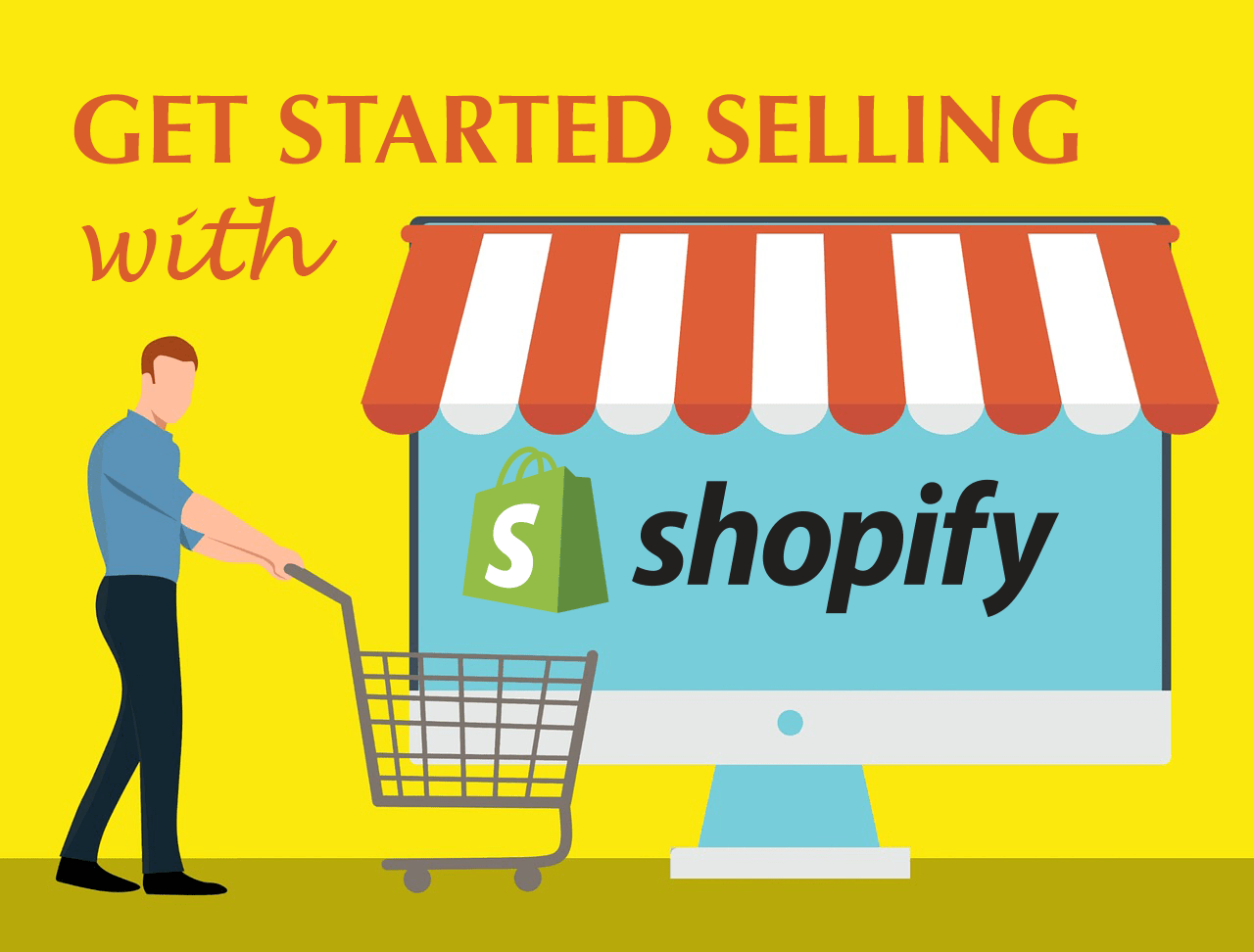 A man is getting started selling with Shopify.