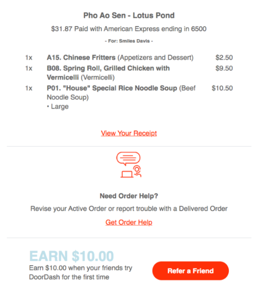 doordash email copy