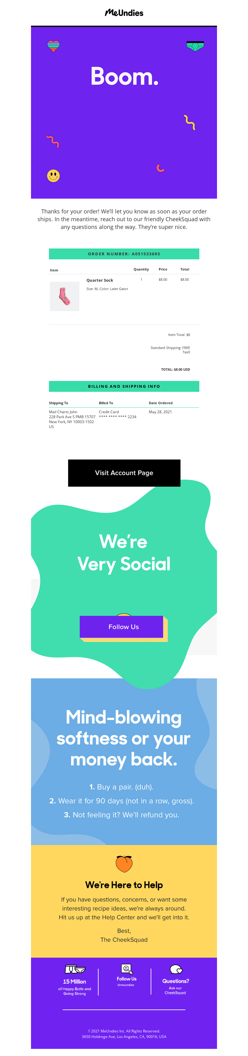 MeUndies transactional email example