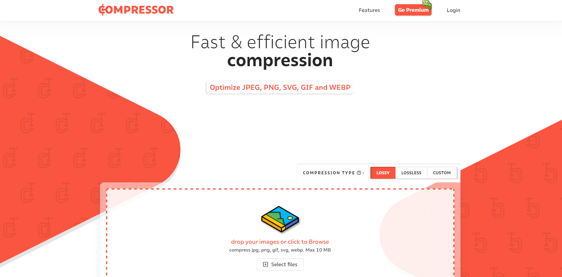 Compressor.io image optimizer homepage