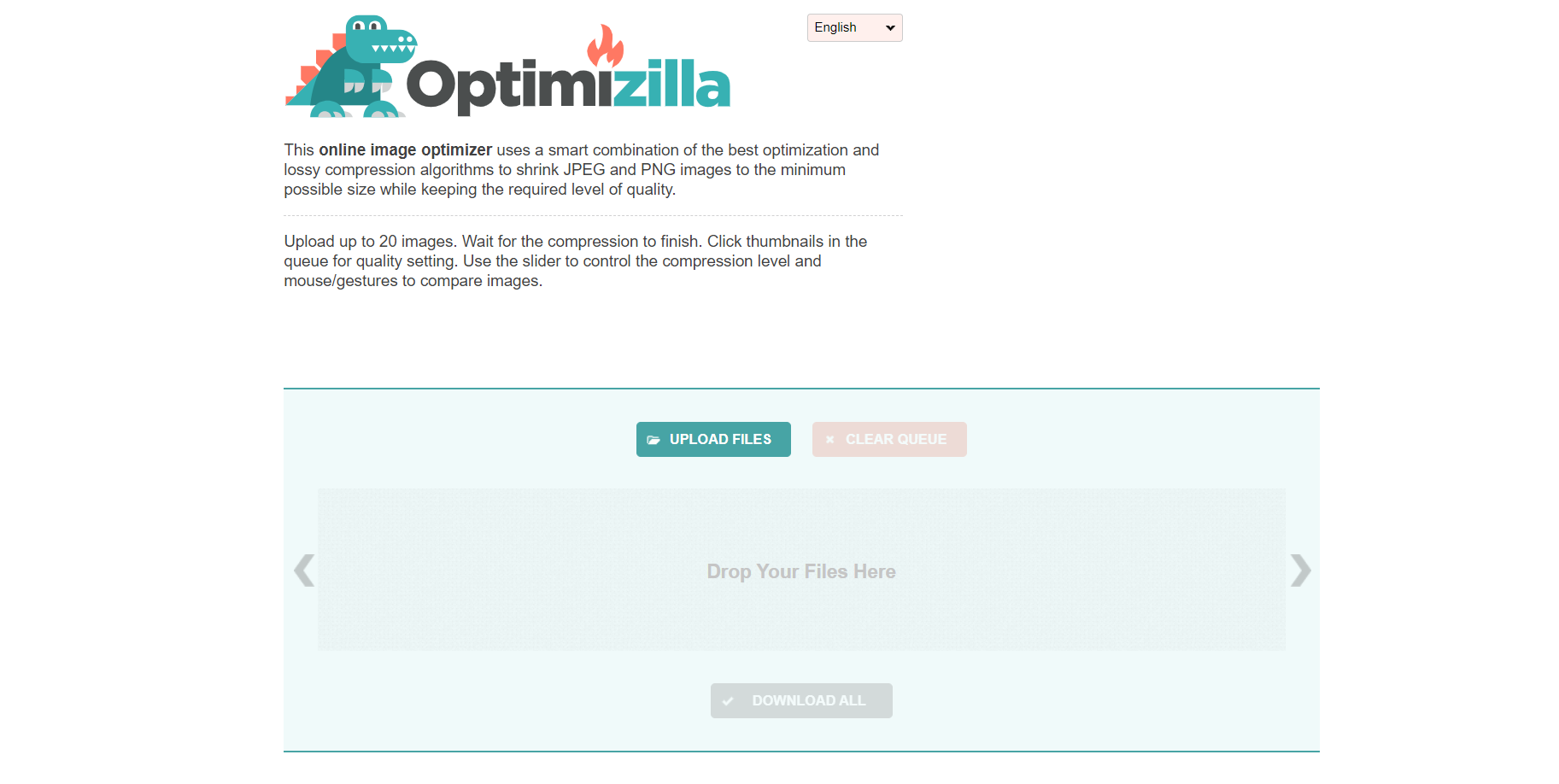 Optimizilla optimizing images