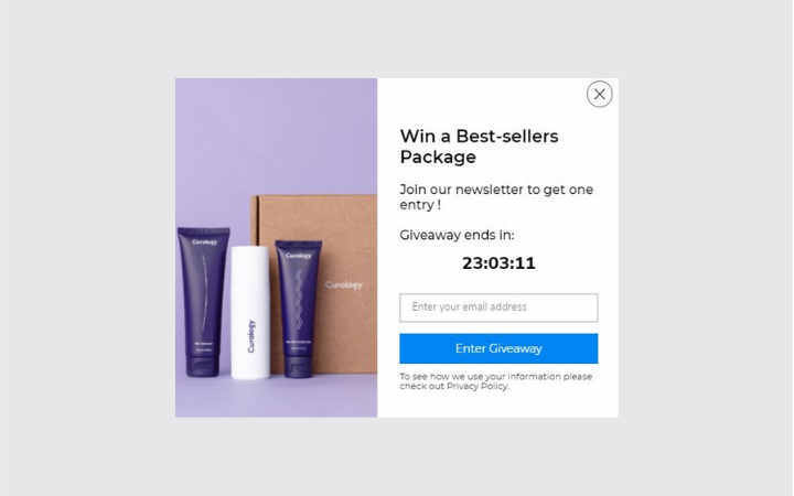 giveaway popup timer