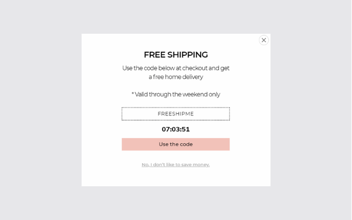 free shipping countdown popup