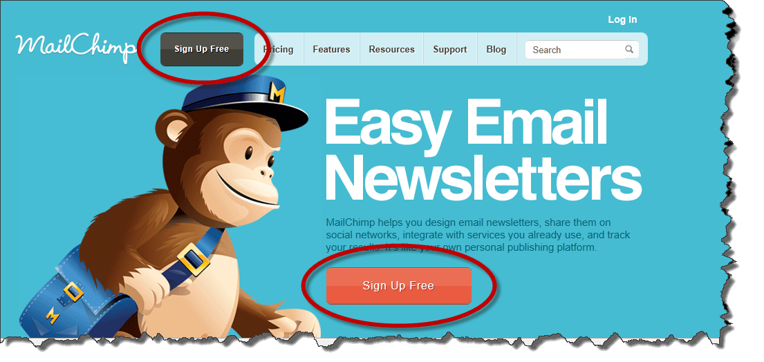 MailChimp call to action example in an email newsletter. 