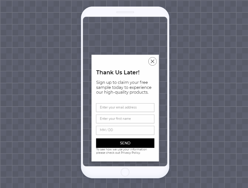 mobile popup form example