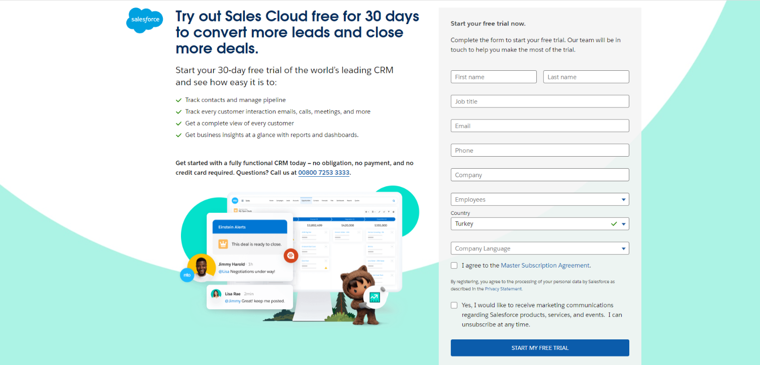 Salesforce landing page form