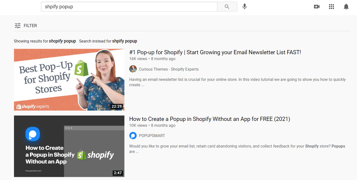 shopify popup query in youtube