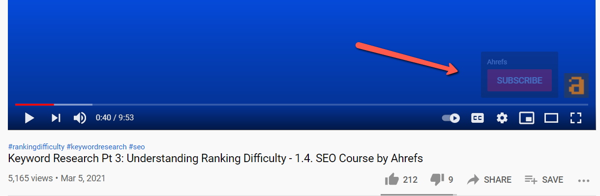 Ahrefs YouTube video watermark