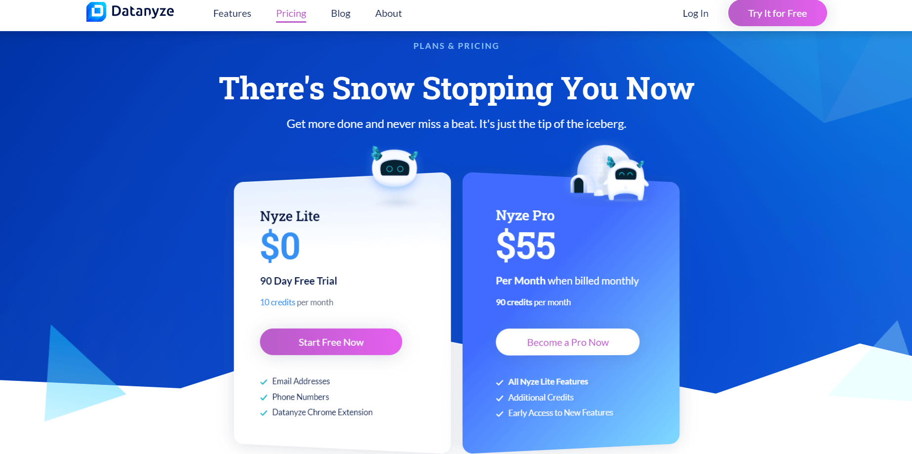 Datanyze pricing web page