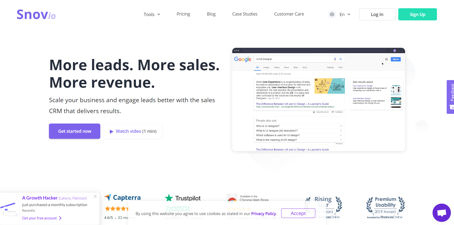 Snov.io website homepage