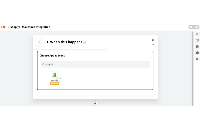 Trigger app is chosen as shopify in Zapier