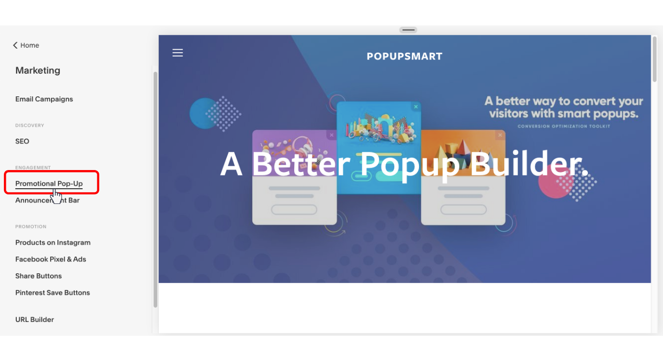 create promotional popup on your squarespace website