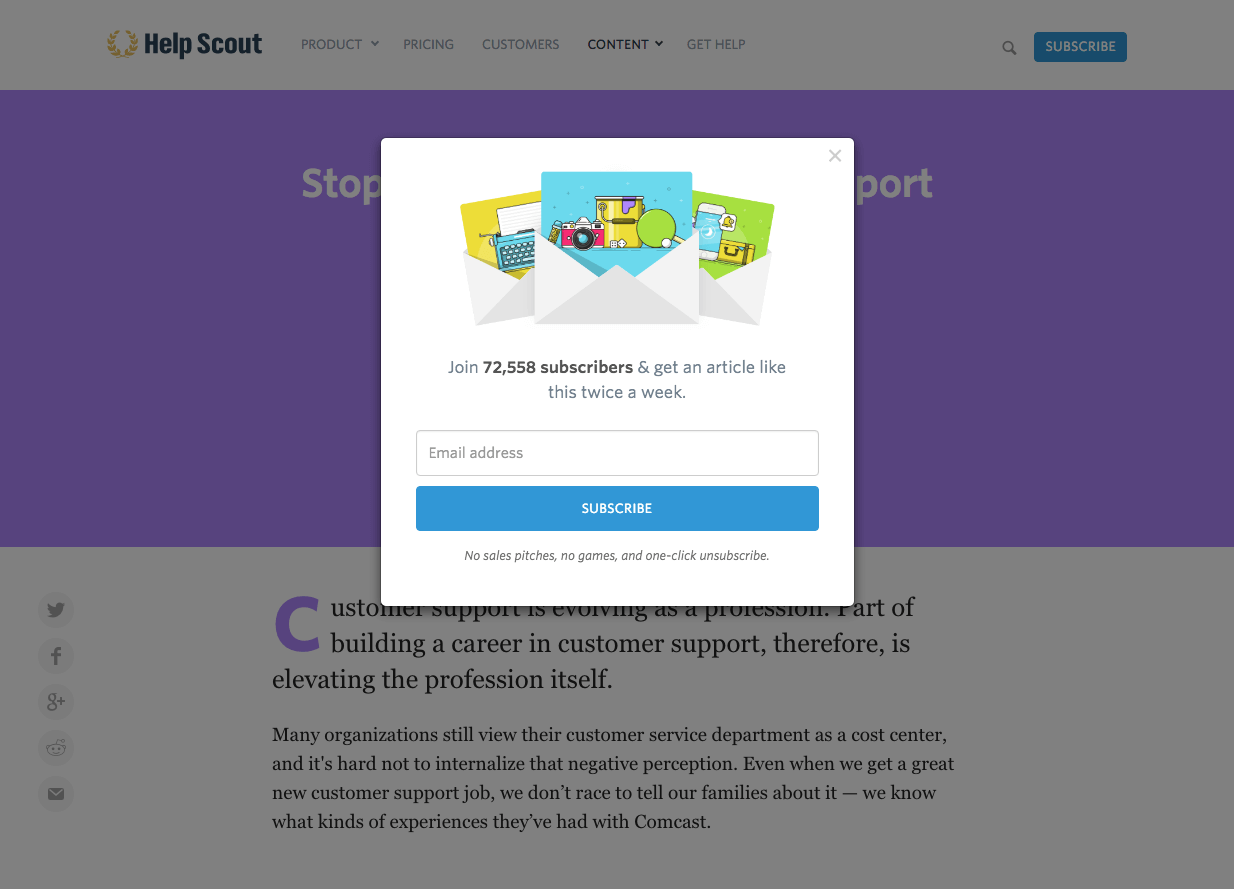 help scout exit intent popup example