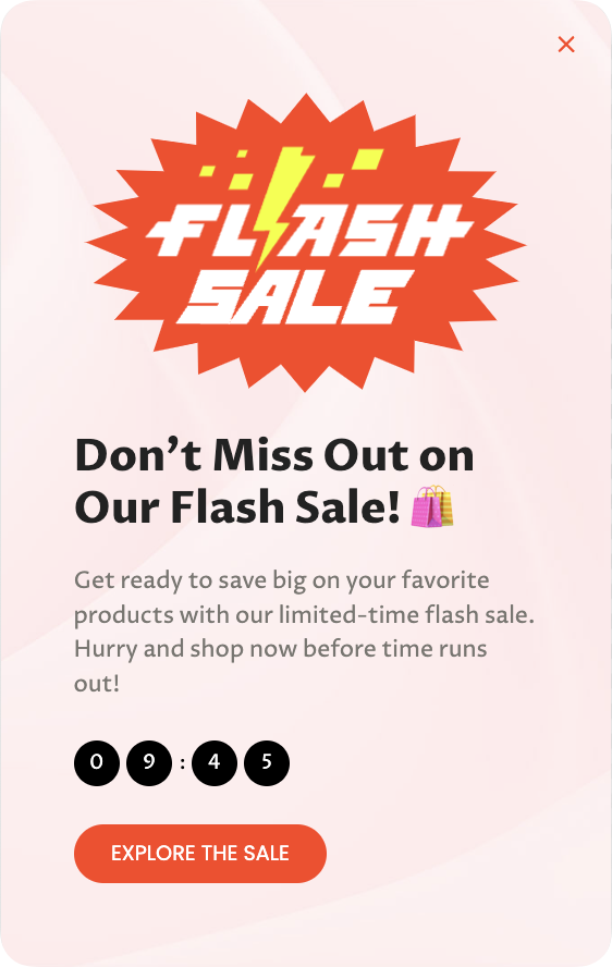 Flash sale popup example from Popupsmart