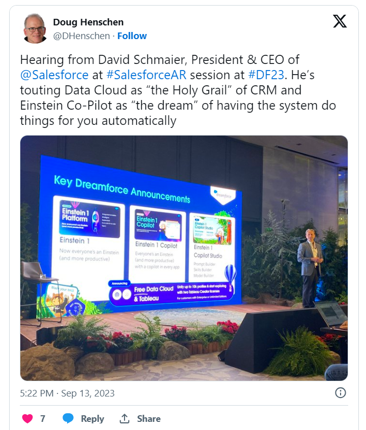 Salesforce DF2023 post on X