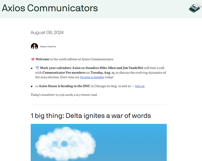 Axios Communicators newsletter