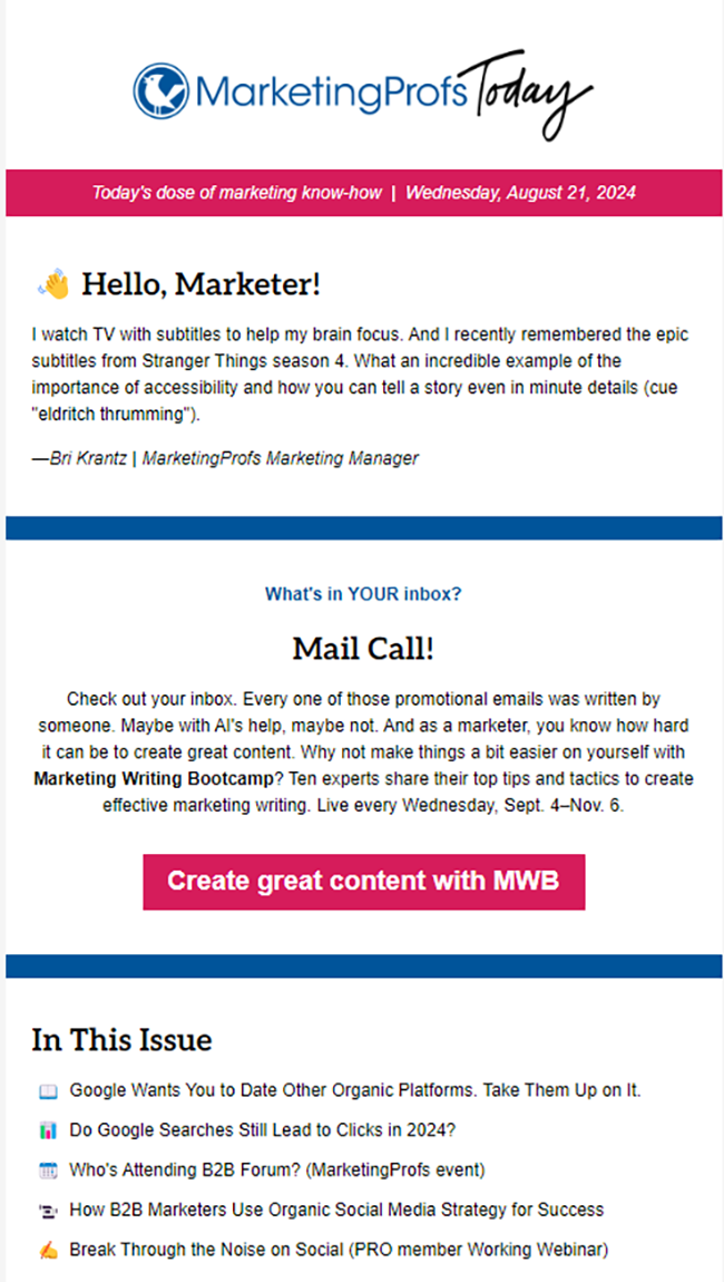 MarketingProfs Newsletter