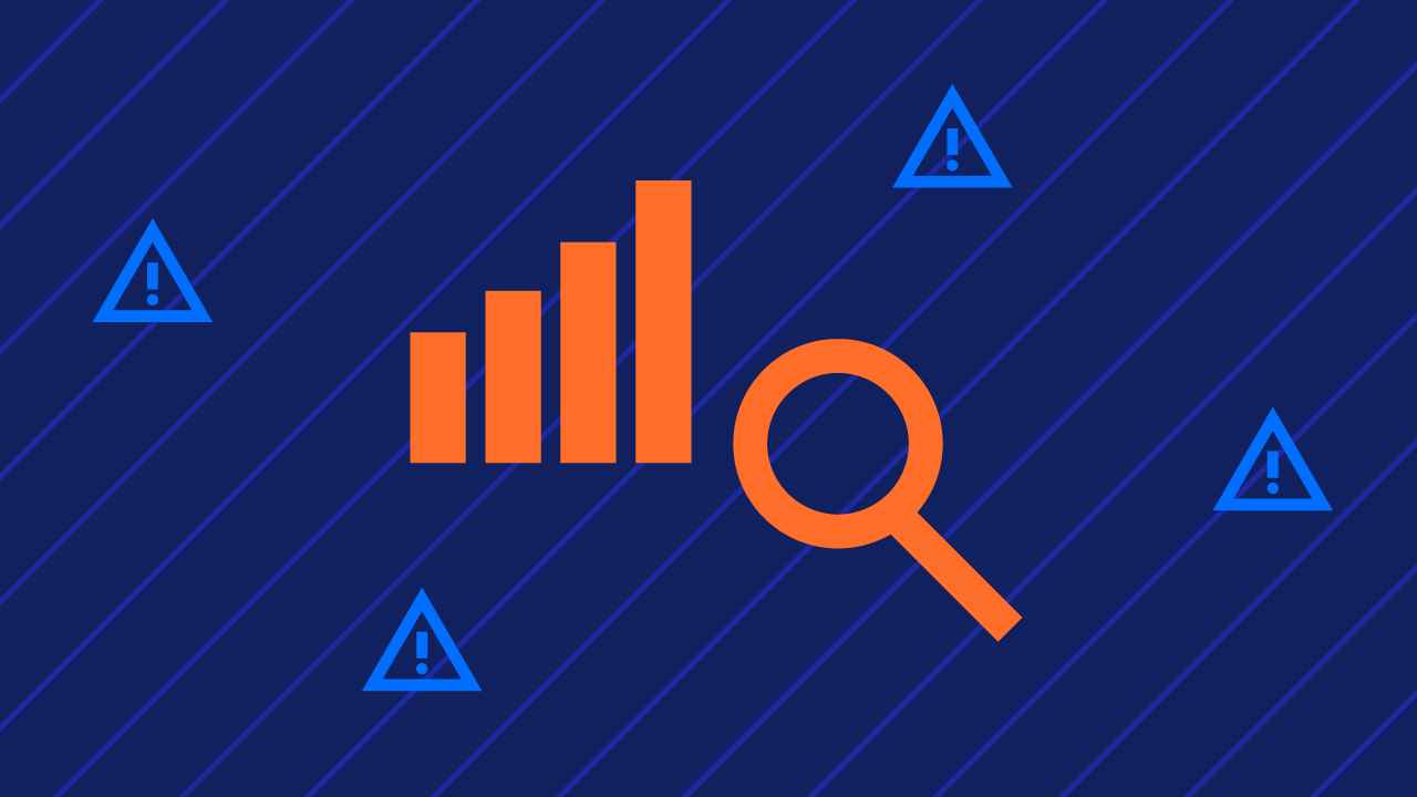 Graphic with chart icon and magnifying glass